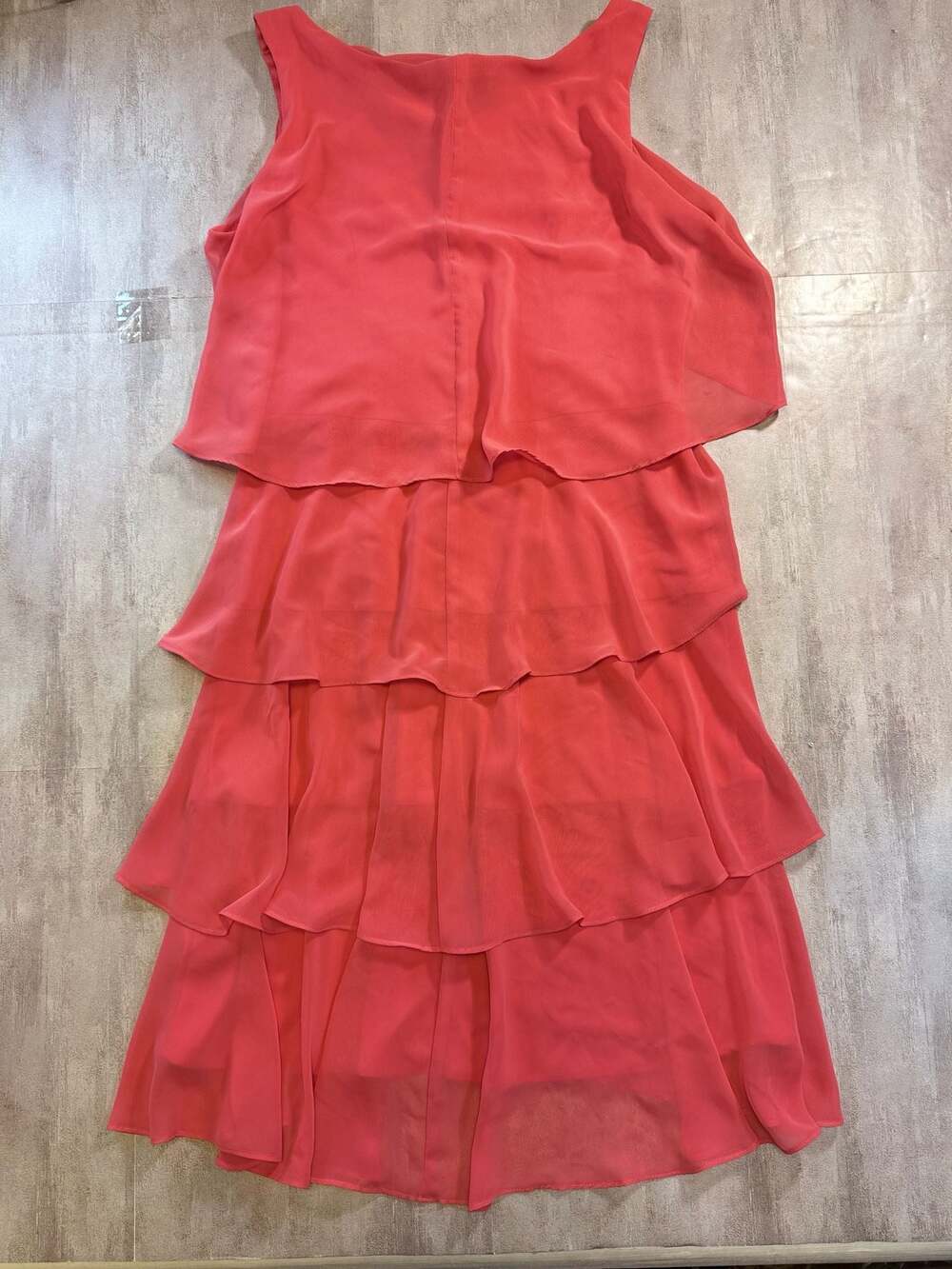 S.L. Fashions Coral Sleeveless Tiered Ruffle Dress - Picture 5 of 5